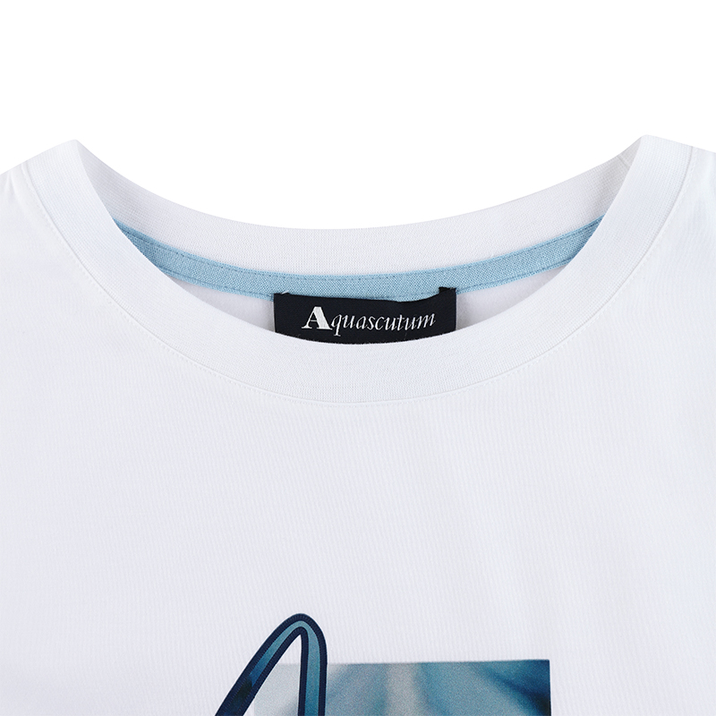 Aquascutum/雅格狮丹夏季新款女士t恤短袖圆领修身休闲Q4770EL051 - 图2