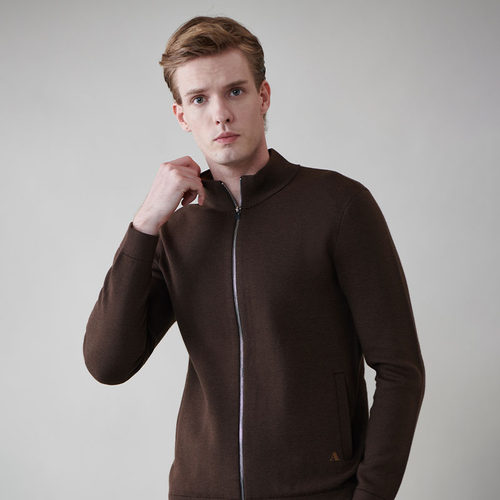 Aquascutum/雅格狮丹秋冬新品时尚男纯色休闲针织外套Q5067EM101 - 图1
