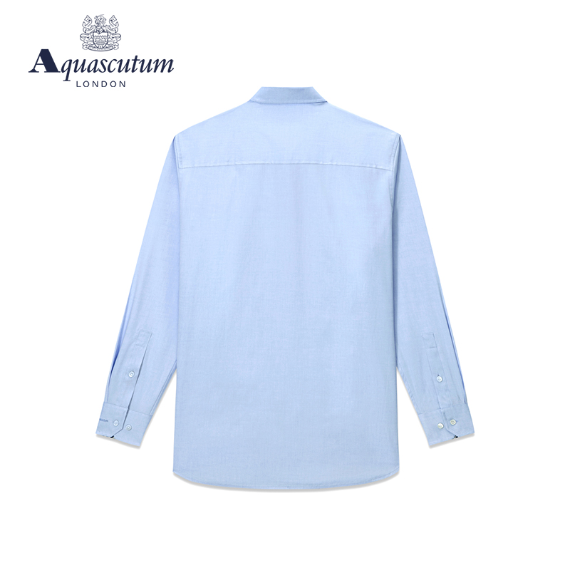 Aquascutum/雅格狮丹春字母刺绣纯棉男格纹领长袖衬衫Q4965EM05A - 图0