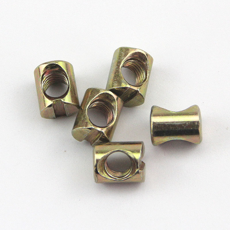 M6M8家具五金婴儿儿童床配件螺丝 锤头螺母横孔螺帽 二合一连接件