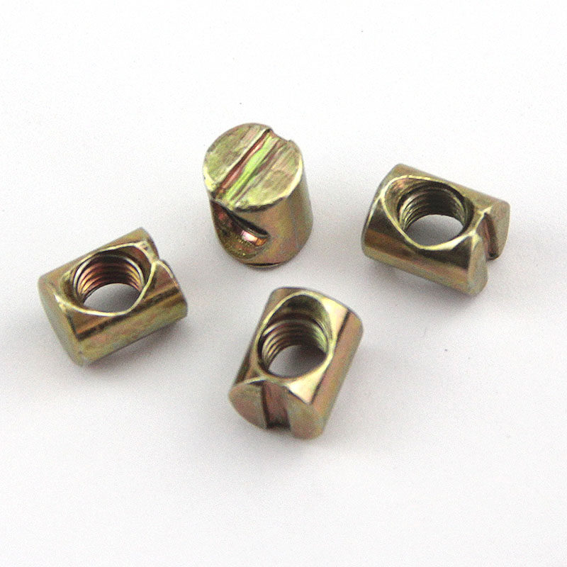 M6M8家具五金婴儿儿童床配件螺丝 锤头螺母横孔螺帽 二合一连接件