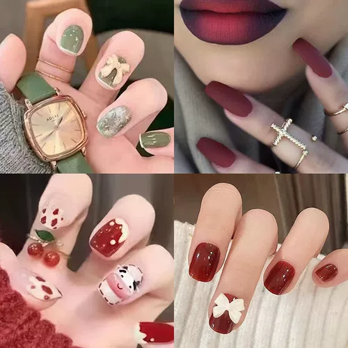 Наклейки для ногтей, короткие свежие накладные ногти для ногтей, изысканный стиль, коллекция 2022, готовый продукт