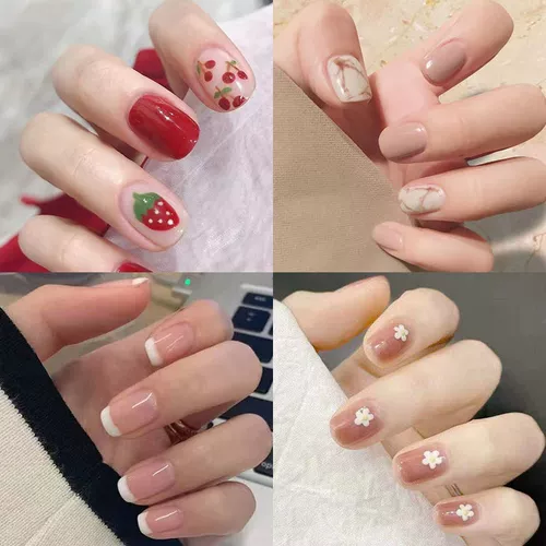 Наклейки для ногтей, короткие свежие накладные ногти для ногтей, изысканный стиль, коллекция 2022, готовый продукт
