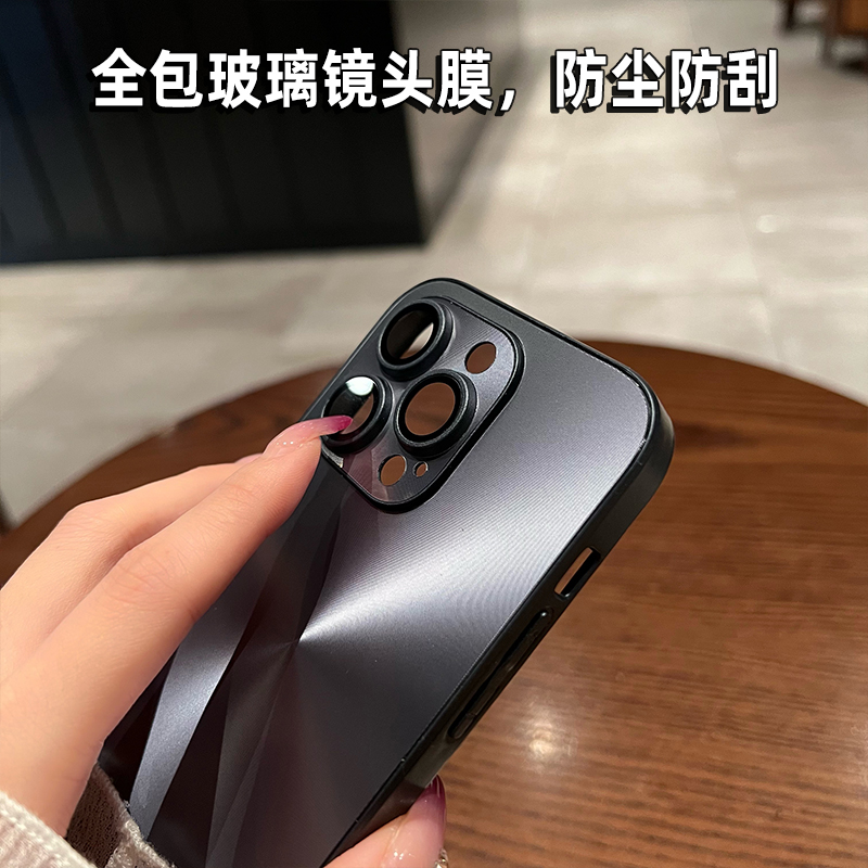 [高质感CD纹】暗紫色全包镜头膜适用iphone15pro手机壳苹果14proMax新款13简约风12高级防摔11保护套男女潮牌 - 图1