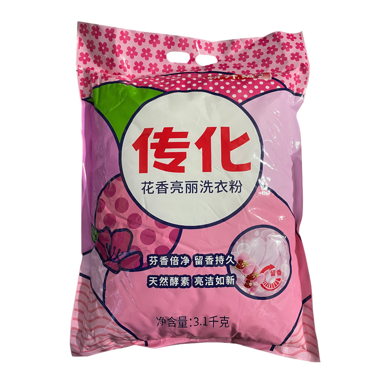 传化洗衣粉3.1kg*3袋浓郁花香深层洁净亮白机洗手洗无磷家用实惠 - 图0