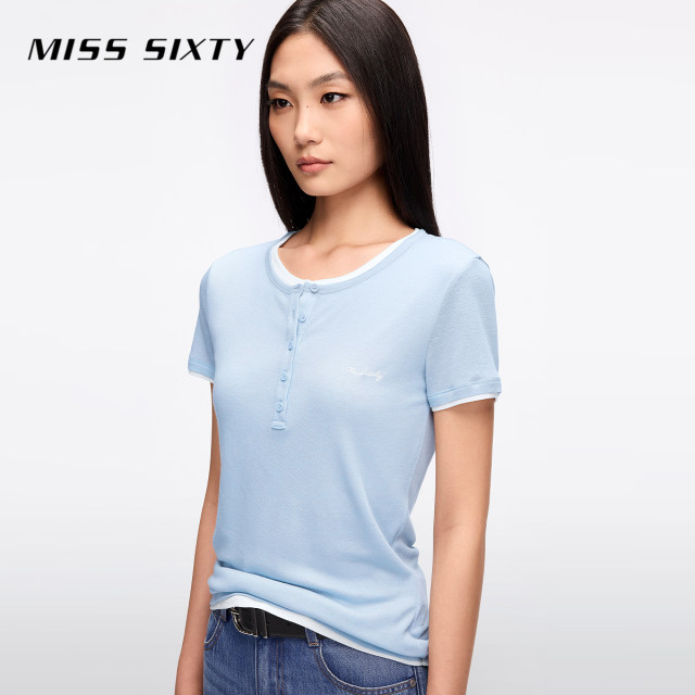 MissSixty slim fit fake ເສື້ອທີເຊີດສອງສິ້ນ
