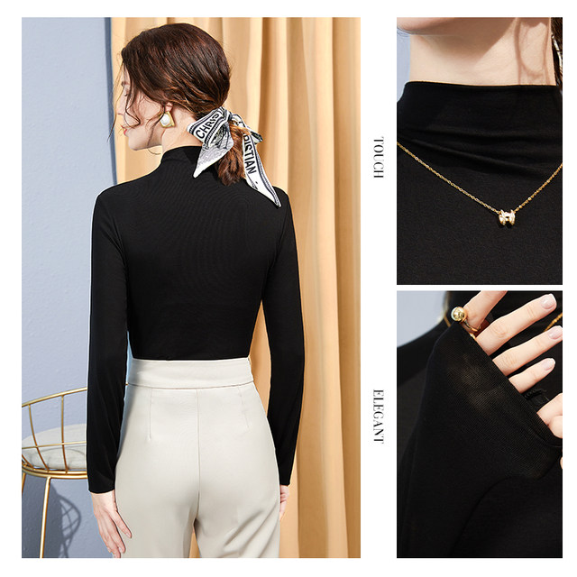 Shechi slim and simple half turtleneck long-sleeved bottoming shirt