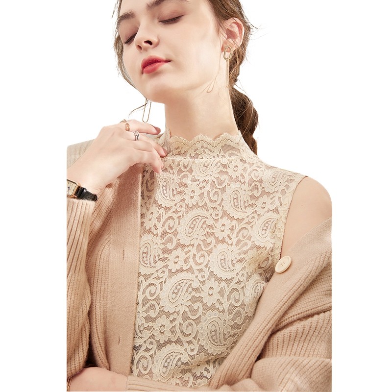 她池蕾丝2023春夏新款优雅打底衫 她池蕾丝衫/雪纺衫