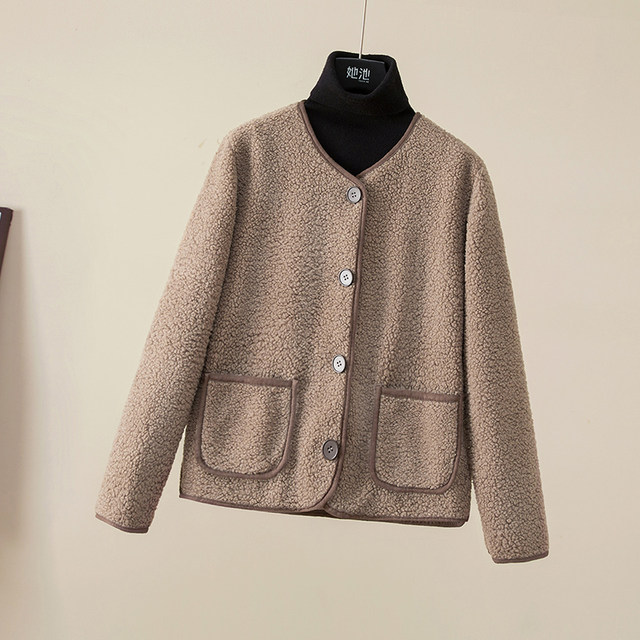 Elegant plush loose long-sleeved coat