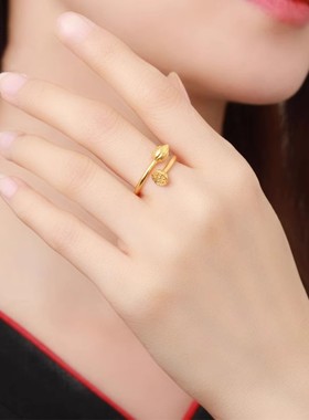 香港雪禧两世欢金包银戒指女复古莲花莲蓬轻奢送女友老婆礼物