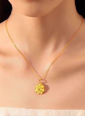 香港雪禧水贝黄金牡丹花项链女