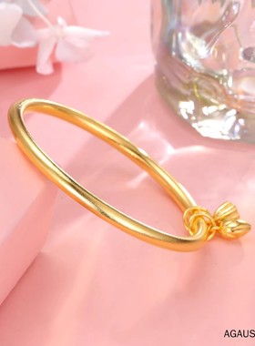 香港雪禧古法传承金包银莲花手镯花漾莲蓬女款送女友老婆节日礼物