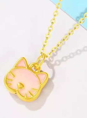 吊坠金包银项链女女款可爱猫咪头2026年新款生日礼物送女友老婆