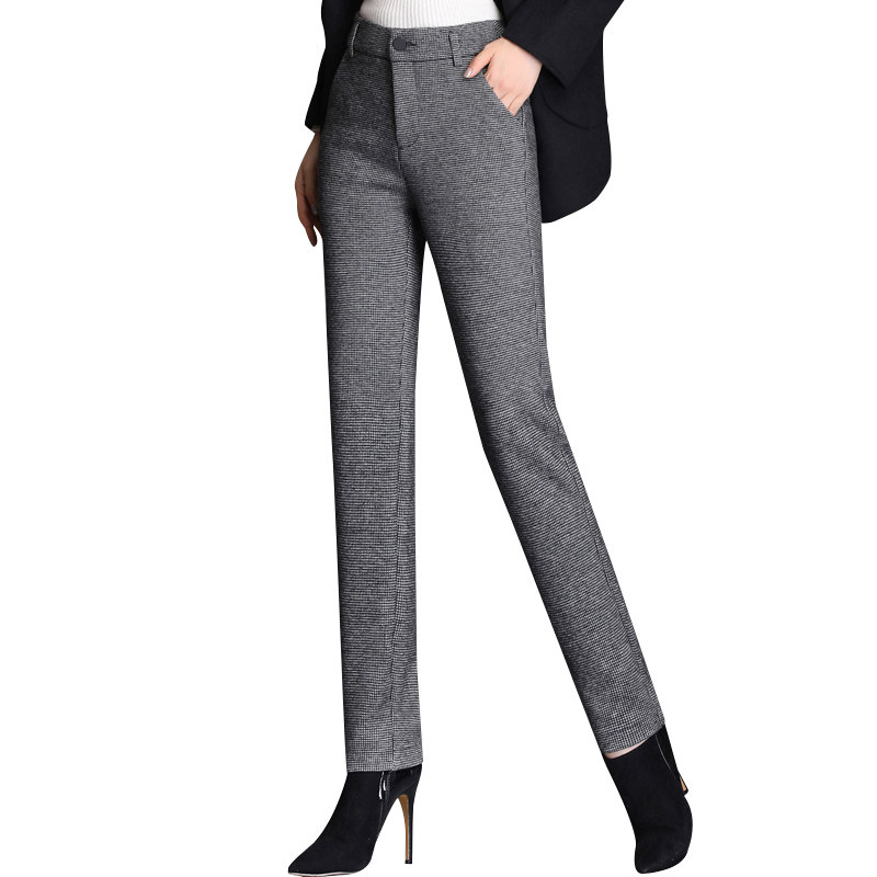 格子毛呢小直筒中年2020新款女裤 娇兰芭莉中老年女装