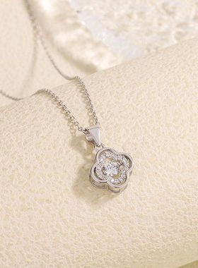 S925纯银四叶草灵动项链女百搭小众设计感跳动的心时尚轻奢锁骨链