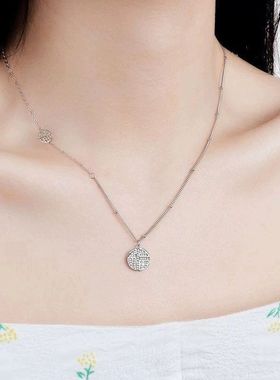 抖音同款S925纯银项链女国风福字轻奢小众设计感新款不掉色锁骨链
