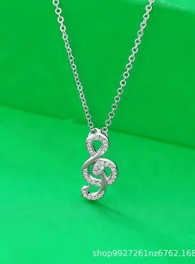 足银999小红书爆款灵蛇音符项链韩版百搭小众设计蛇形吊坠锁骨链