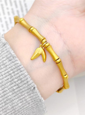 女士镀金复古古法传承竹节手链