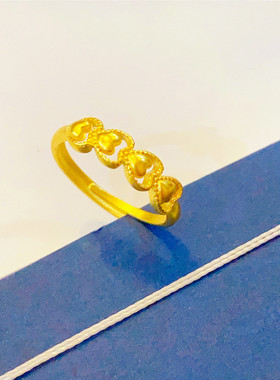 沙金首饰仿黄金色葫芦钱币戒指女镀金新中式国潮风指环可调节