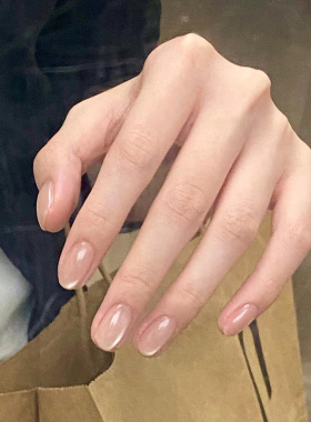 手工裸色玻璃珠猫眼穿戴甲高级感