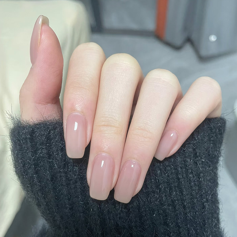 纯手工穿戴甲裸色冰透纯色美甲短款2025新年款高级感成品秋冬显白,淘宝优惠券,粉丝福利购,淘宝优惠卷