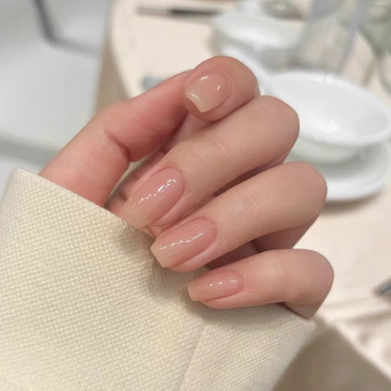 纯手工穿戴甲裸色冰透纯色美甲短款2025新年款高级感成品秋冬显白,淘宝优惠券,粉丝福利购,淘宝优惠卷