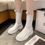 Martens, летние тонкие белые челси на платформе, модель весна/осень 2021 года, средней длины
