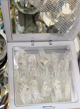 HopeYngEnergy纯手工穿戴甲立体冰晶花卉仙女纯欲风气质指甲贴片