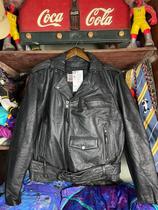 vintage ancient with punk street rock thick solid cow leather locomotive clothes cable-stayed heavy genuine leather male and female jacket