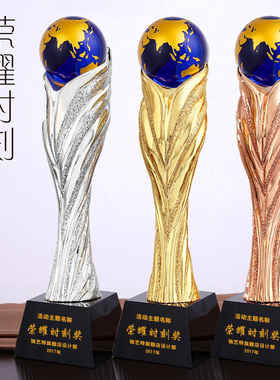 足球篮球体育比赛高尔夫金属奖杯树脂奖杯金银铜水晶奖杯定制年会