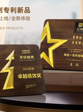 奖牌实木定制胡桃荣誉牌匾授权牌定做木托木质铜牌纪念牌奖杯年会