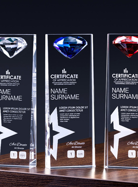 琉璃水晶奖杯定制做创意刻字足球篮球金银铜51020周年庆典授年会