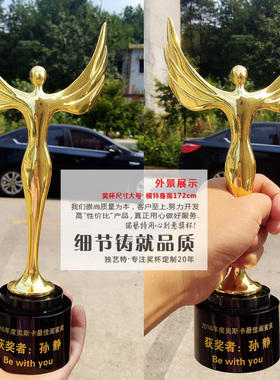 水晶奖杯金属奖杯定制爱心足球篮球比赛奖牌创意奥斯卡小金人年会