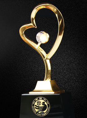 水晶奖杯牌奖章金属个性定制爱心奖杯比赛同学退伍纪念品厂家年会