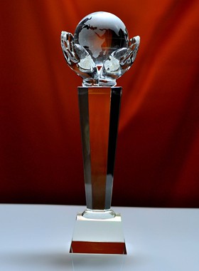 水晶奖杯定制创意维护和平运动会团体室内设计比赛个人荣誉纪年会