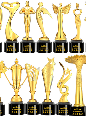 金属水晶奖杯定制创意优秀员工奖牌授权牌舞蹈奥斯卡小金人定年会