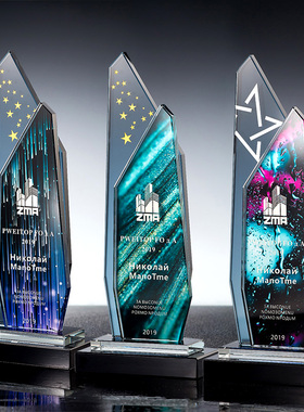 水晶奖杯定制定做创意彩印奖牌儿童刻字团队冠军优秀员工颁奖年会