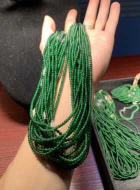 绿色A货女款天然项链冰种翡翠