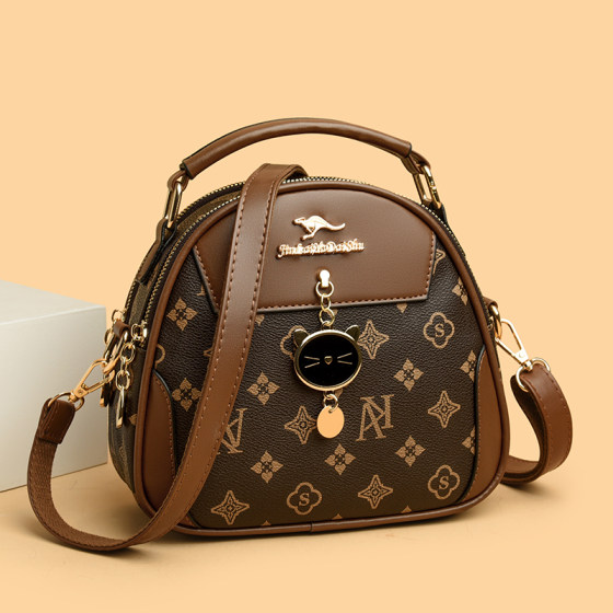 High-end hand-held crossbody bag double-layer mobile phone round bag