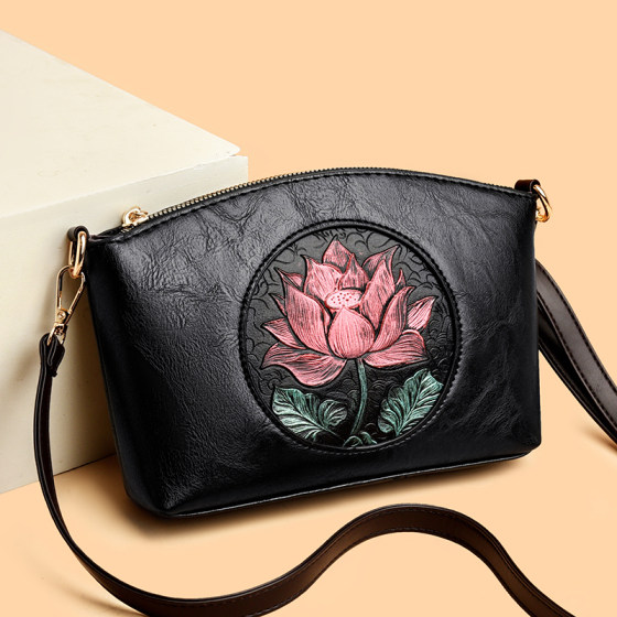 Lotus Shell Bag Women's Soft Leather Crossbody Bag