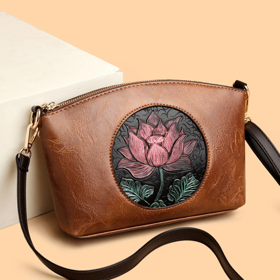 Lotus Shell Bag Women's Soft Leather Crossbody Bag