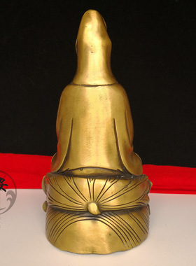 黄铜南海观音坐莲佛像摆件家居工艺品玄关桌面摆设品合手观音坐像