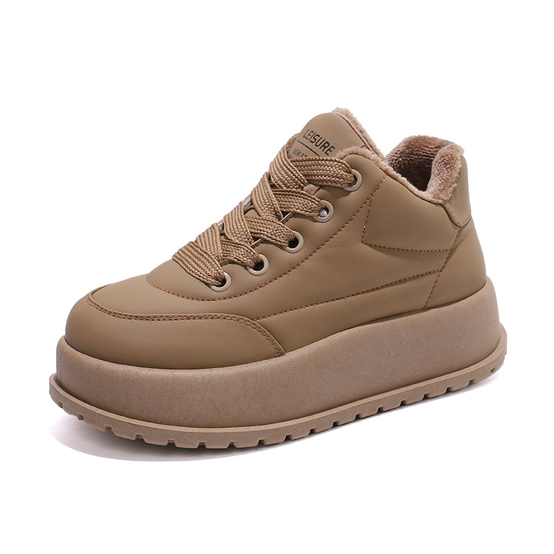 松糕厚底纯色鞋2025新款秋冬板鞋子百搭面包加绒棉鞋子mxx-7803 - 图3