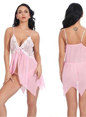 Sexy pajamas Women's underwear Perspective suspender pajamas