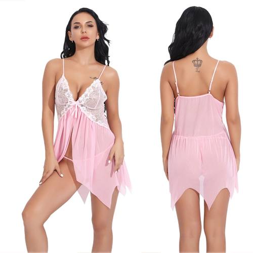 Sexy pajamas Women's underwear Perspective suspender pajamas - 图1