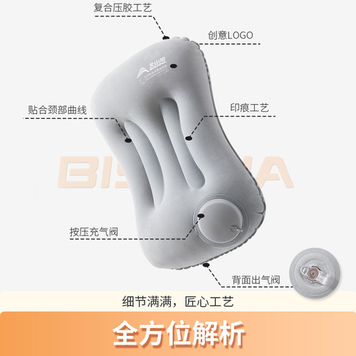 北山狼充气枕头户外旅行腰靠头枕坐车便携式折叠抱枕午睡腰枕靠垫 - 图3