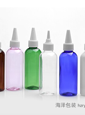 化妆品分装瓶空瓶子100ml毫升矮胖尖嘴盖瓶20口径PET包材尖头盖瓶