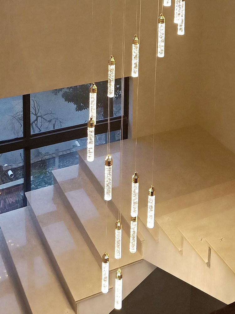旋转楼梯间吊灯别墅公寓跃层loft吊灯挑空客厅灯复式楼水晶长吊灯_虎窝淘