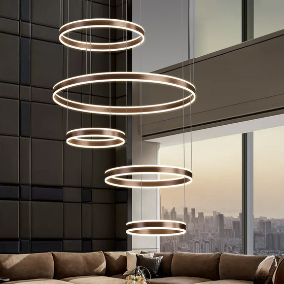 Simple modern high light transmittance LED duplex aluminum chandelier