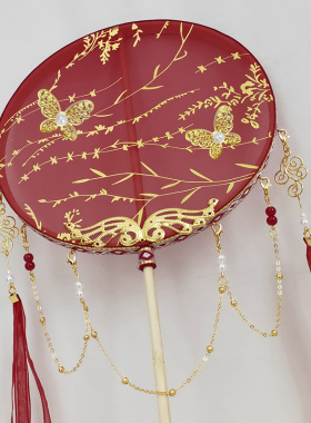 仙鹤古代古典汉服旗袍走秀夏团扇